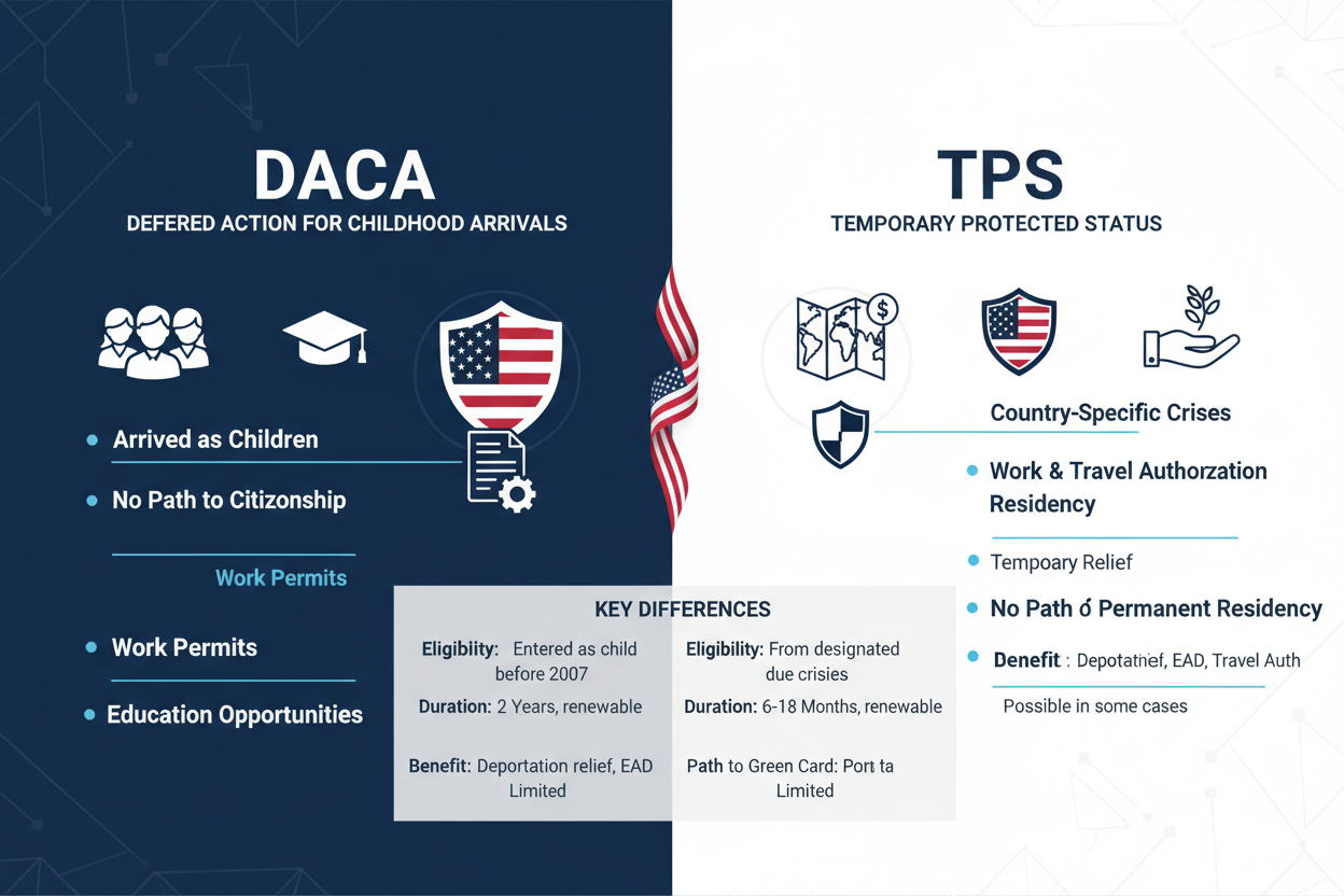 TPS vs DACA Difference Explained | Premier Immigration Consulting