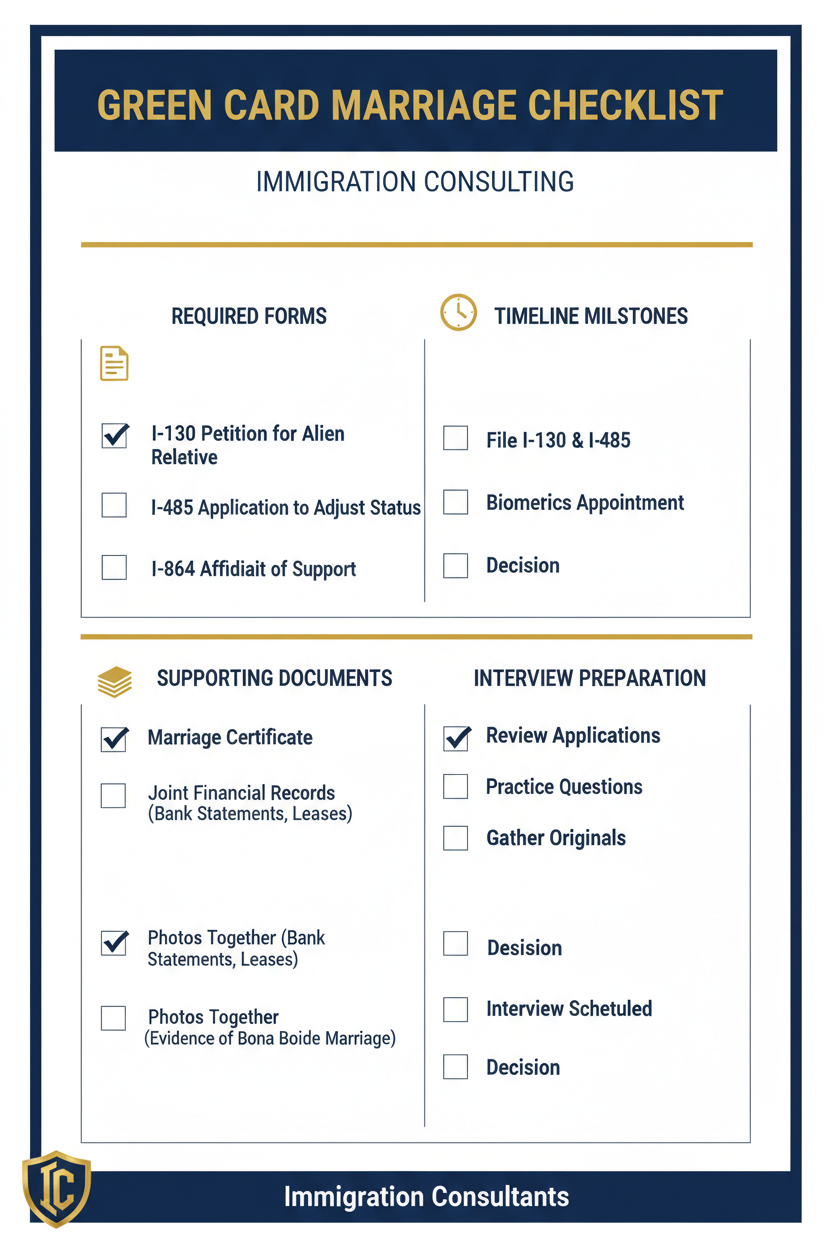 Green Card Marriage Checklist in Houston: Marriage-Based Filing Guide