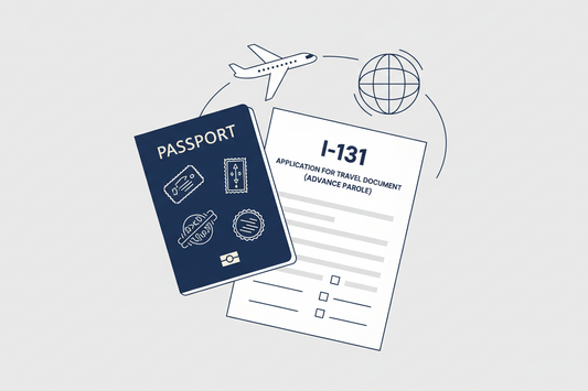 passport, I-131, globe and airplane