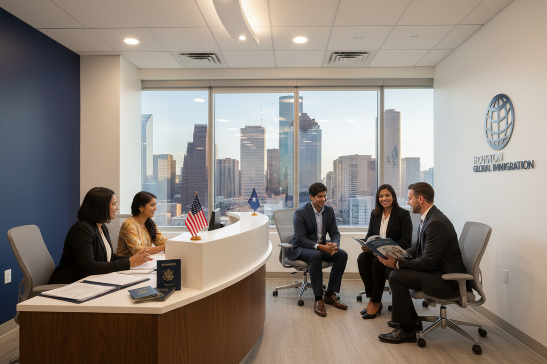 a group of 5 professional individuals sitting in waiting room, city skyline 